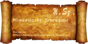 Mladoniczki Szergiusz névjegykártya